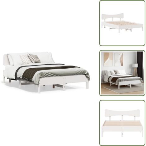 Cama de pino - vidaXL Estructura de cama sin colchón madera de pino blanco 135x190 cm - Cama de madera contrachapada