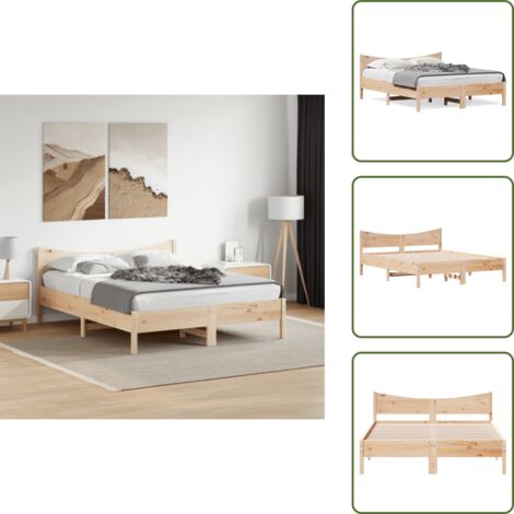 Cama de pino - vidaXL Estructura de cama sin colchón madera de pino blanco 150x200 cm - Cama de madera maciza