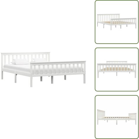 Cama de pino - vidaXL Estructura de cama sin colchón madera de pino blanco 160x200 cm - Cama de madera maciza