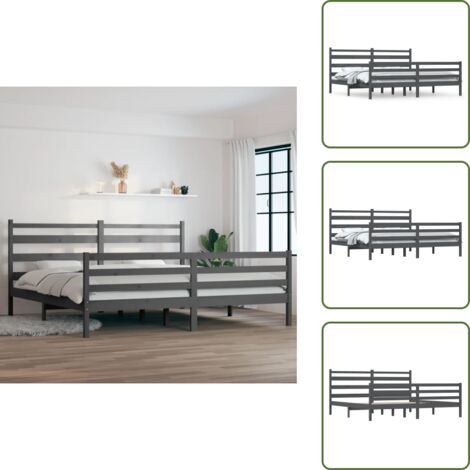 Cama de pino - vidaXL Estructura de cama sin colchón madera de pino gris 200x200 cm - Cama gris