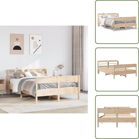 Cama de pino - vidaXL Estructura de cama sin colchón madera de pino maciza 120x200 cm - Cabecero de cama