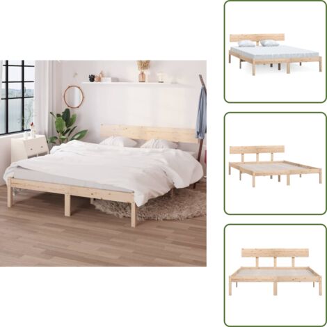 Cama de pino - vidaXL Estructura de cama sin colchón madera maciza 120x200 cm - Cama de madera maciza