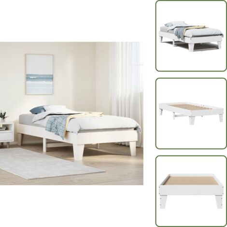 Cama de pino - vidaXL Estructura de cama sin colchón madera maciza blanca 90x190 cm - Cama de madera maciza