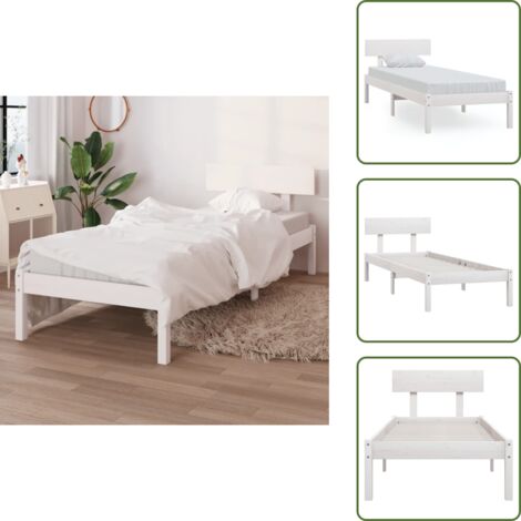 Cama de pino - vidaXL Estructura de cama sin colchón madera maciza blanco 100x200 cm - Cama de madera maciza