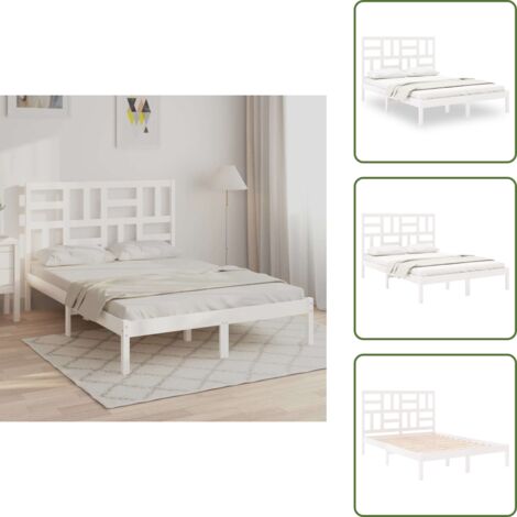 Cama de pino - vidaXL Estructura de cama sin colchón madera maciza blanco 140x200 cm - Cama de madera maciza