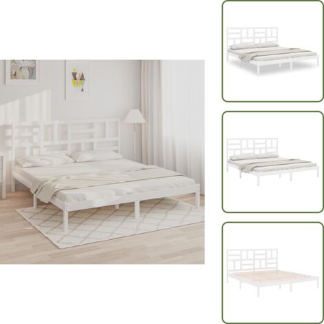 Cama de pino - vidaXL Estructura de cama sin colchón madera maciza blanco 180x200 cm - Cama de madera maciza