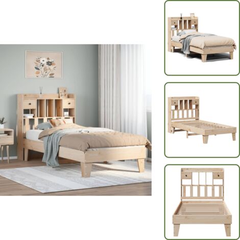 Cama de pino - vidaXL Estructura de cama sin colchón madera maciza de pino 100x200 cm - Cabecero de cama