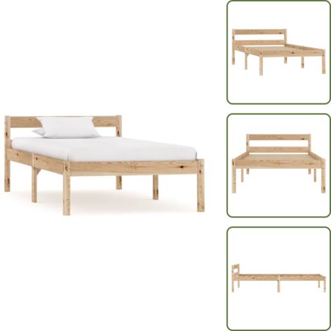 Cama de pino - vidaXL Estructura de cama sin colchón madera maciza de pino 100x200 cm - Cama de madera maciza