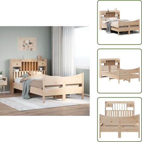Cama de pino - vidaXL Estructura de cama sin colchón madera maciza de pino 135x190 cm - Cama con almacenamiento
