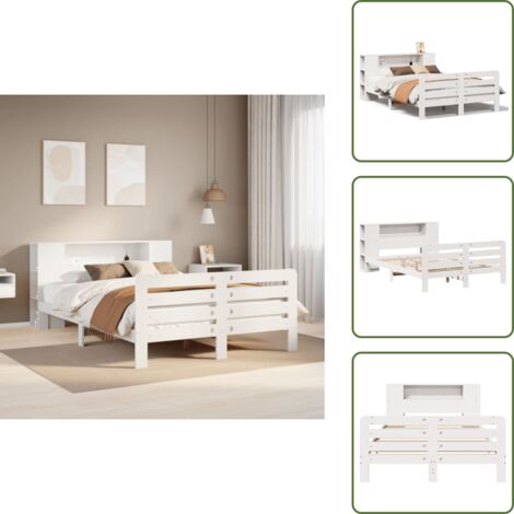 Cama de pino - vidaXL Estructura de cama sin colchón madera maciza de pino 160x200 cm - Cabecero de cama
