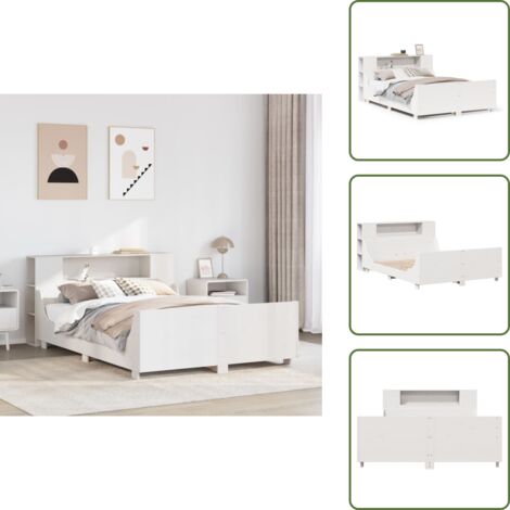 Cama de pino - vidaXL Estructura de cama sin colchón madera maciza de pino 160x200 cm - Cabecero de cama