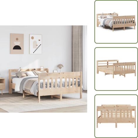 Cama de pino - vidaXL Estructura de cama sin colchón madera maciza de pino 160x200 cm - Cabecero de cama