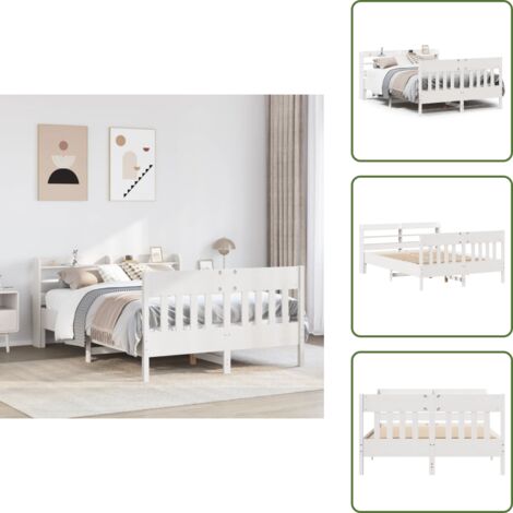Cama de pino - vidaXL Estructura de cama sin colchón madera maciza de pino 160x200 cm - Cabecero de cama