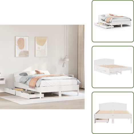 Cama de pino - vidaXL Estructura de cama sin colchón madera maciza de pino 160x200 cm - Cabecero de cama