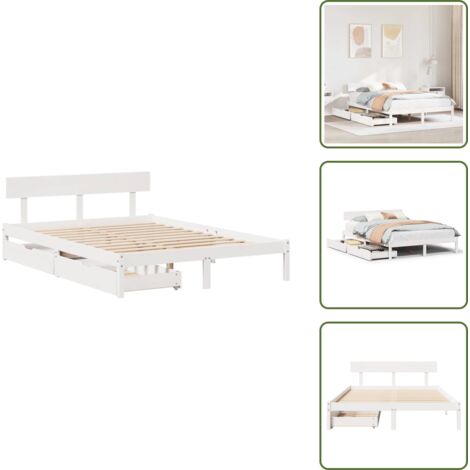 Cama de pino - vidaXL Estructura de cama sin colchón madera maciza de pino 160x200 cm - Cajón bajo cama