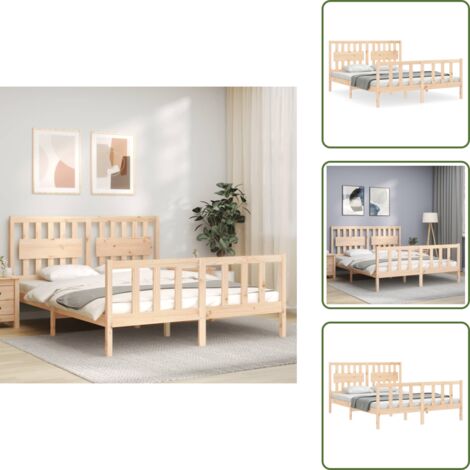 Cama de pino - vidaXL Estructura de cama sin colchón madera maciza de pino 160x200 cm - Cama de madera maciza