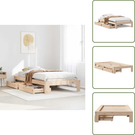 Cama de pino - vidaXL Estructura de cama sin colchón madera maciza de pino 90x190 cm - Cama con cajón