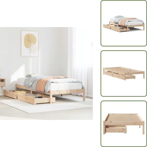 Cama de pino - vidaXL Estructura de cama sin colchón madera maciza de pino 90x190 cm - Cama con cajón