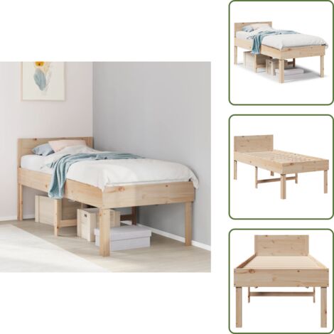 Cama de pino - vidaXL Estructura de cama sin colchón madera maciza de pino 90x190 cm - Cama de madera maciza