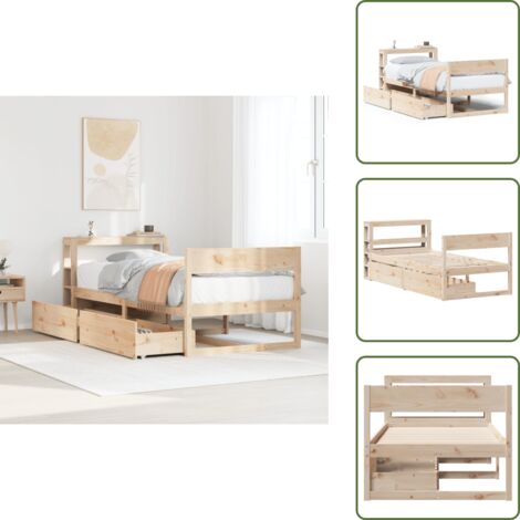 Cama de pino - vidaXL Estructura de cama sin colchón madera maciza de pino 90x190 cm - Somier de láminas