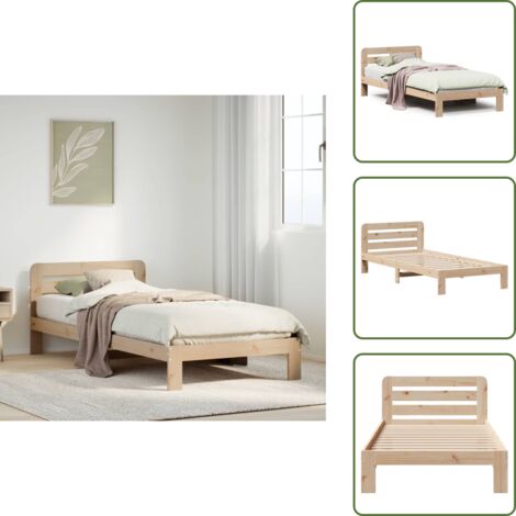 Cama de pino - vidaXL Estructura de cama sin colchón madera maciza de pino 90x200 cm - Cama de madera maciza