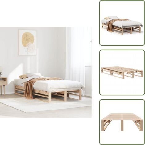 Cama de pino - vidaXL Estructura de cama sin colchón madera maciza de pino 90x200 cm - Cama de madera maciza