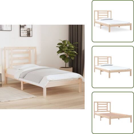 Cama de pino - vidaXL Estructura de cama sin colchón madera maciza de pino 90x200 cm - Cama de madera maciza