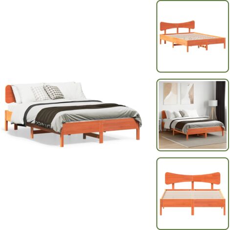 Cama de pino - vidaXL Estructura de cama sin colchón madera maciza marrón 120x190 cm - Cama de madera maciza