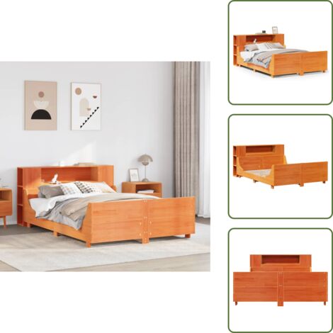 Cama de pino - vidaXL Estructura de cama sin colchón madera maciza marrón 135x190 cm - Cabecero de cama