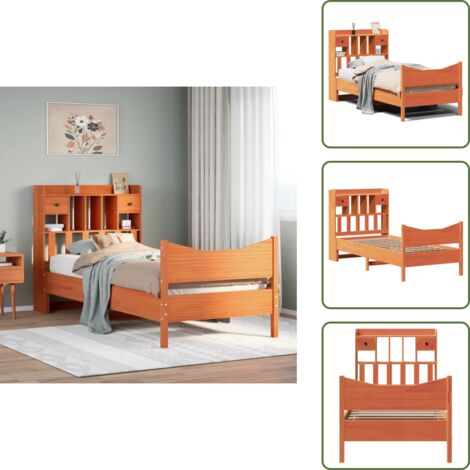 Cama de pino - vidaXL Estructura de cama sin colchón madera maciza marrón 75x190 cm - Cabecero de cama