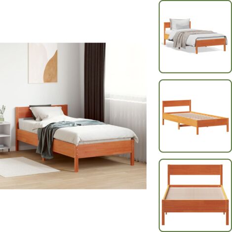 Cama de pino - vidaXL Estructura de cama sin colchón madera maciza marrón 75x190 cm - Cama de madera maciza