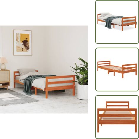 Cama de pino - vidaXL Estructura de cama sin colchón madera maciza marrón 75x190 cm - Cama de madera maciza