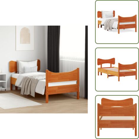 Cama de pino - vidaXL Estructura de cama sin colchón madera maciza marrón 75x190 cm - Cama de madera maciza