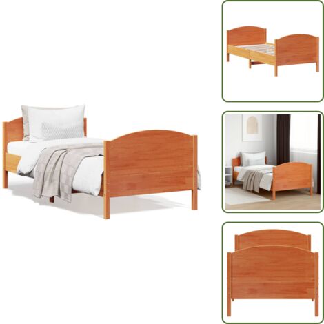 Cama de pino - vidaXL Estructura de cama sin colchón madera maciza marrón 75x190 cm - Cama de madera maciza