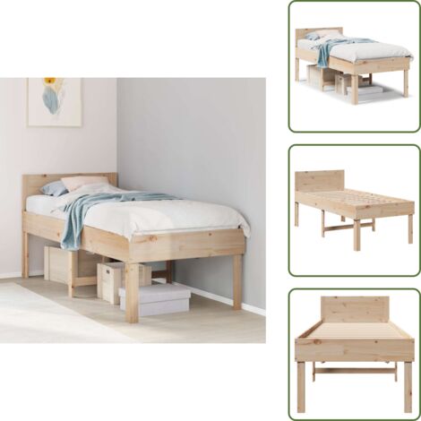 Cama de pino - vidaXL Estructura de cama sin colchón madera maciza pino 75x190 cm - Cama de madera maciza