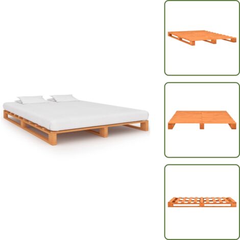 Cama de pino - vidaXL Marco cama palets sin colchón madera maciza marrón 160x200 cm - Cama de madera marrón