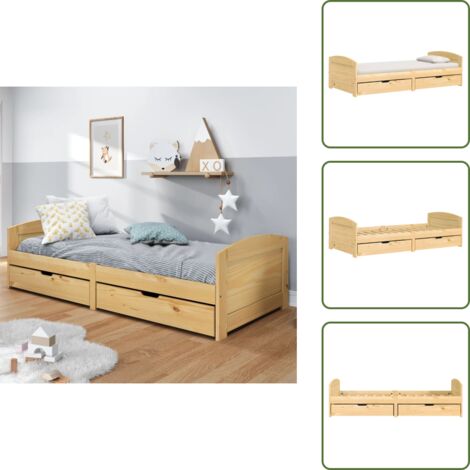 Cama de pino - vidaXL Sofá cama con 2 cajones madera maciza pino IRUN 90x200cm - Sofá cama multifuncional