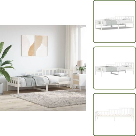 Cama de pino - vidaXL Sofá cama sin colchón madera maciza de pino blanco 90x200 cm - Sofá cama multiusos