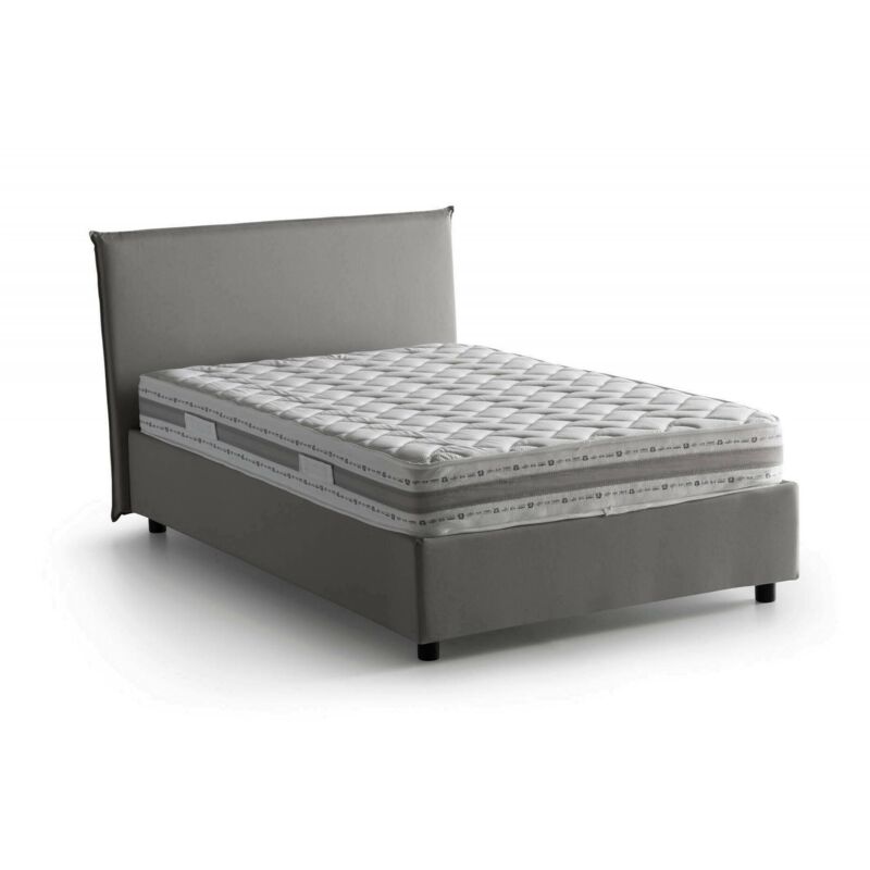 

Cama Anna individual y media con contenedor, Made in Italy, en tela, 120x190 cm, con apertura frontal, Gris, con colchón incluido - Talamo Italia