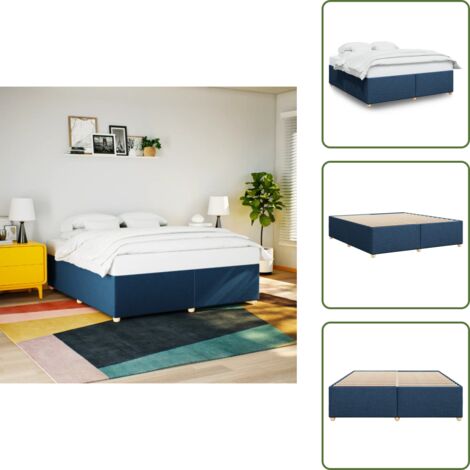 Cama de poliéster - vidaXL Cama sin colchón tela azul 180x200 cm - Cama con listones
