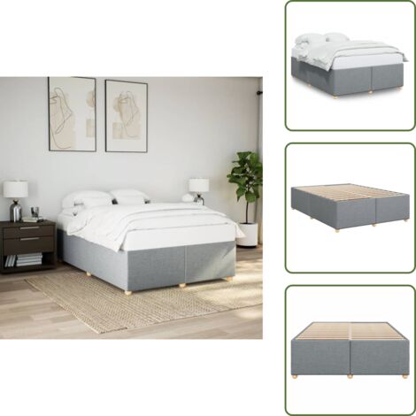 Cama de poliéster - vidaXL Cama sin colchón tela gris claro 140x200 cm - Cama con listones