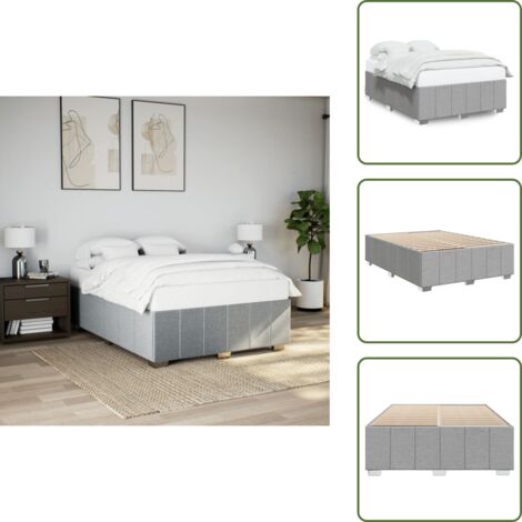 Cama de poliéster - vidaXL Cama sin colchón tela gris claro 160x200 cm - Cama con listones