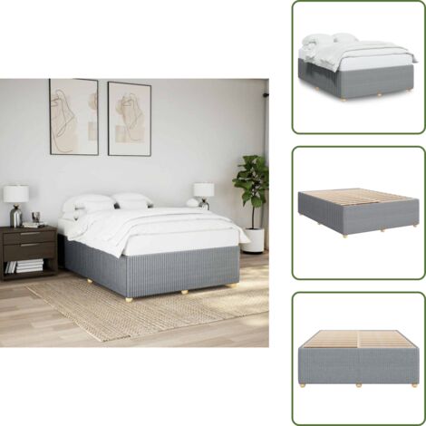 Cama de poliéster - vidaXL Cama sin colchón tela gris claro 160x200 cm - Cama con listones