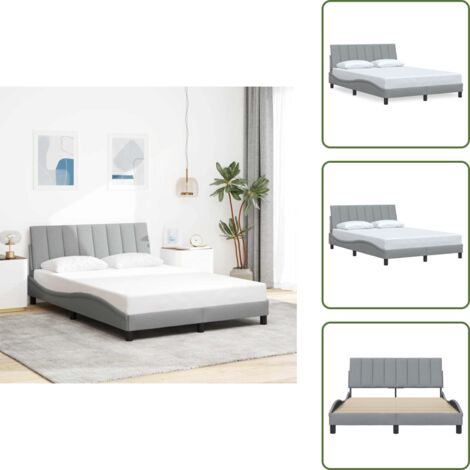 Cama de poliéster - vidaXL Estructura de cama sin colchón Hanko tela gris claro 140x190 cm - Cama con listones