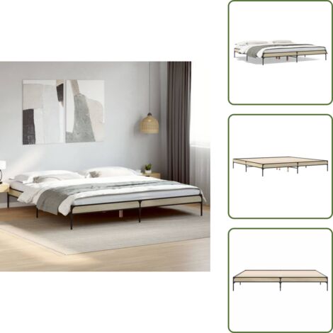 Cama de roble - vidaXL Estructura cama madera ingeniería metal roble Sonoma 200x200 cm - Cama de metal