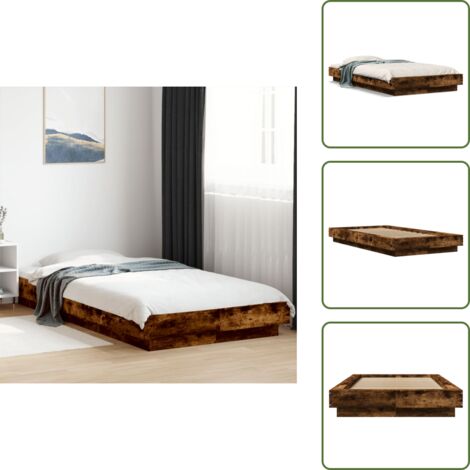 Cama de roble - vidaXL Estructura de cama madera de ingeniería roble ahumado 90x190 cm - Cama moderna