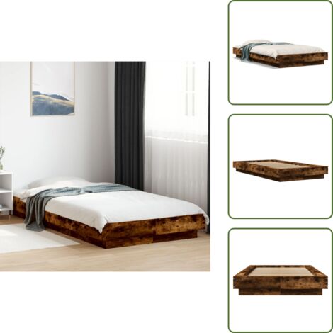Cama de roble - vidaXL Estructura de cama madera de ingeniería roble ahumado 90x200 cm - Cama moderna