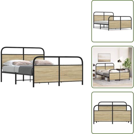 Cama de roble - vidaXL Estructura de cama sin colchón 120x190 cm madera roble Sonoma - Cama de madera