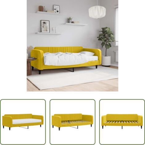 Cama de sofá -  Sofá cama con colchón terciopelo amarillo 100x200 cm