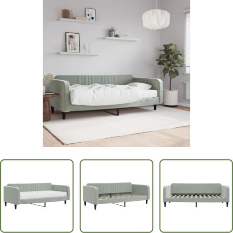 Cama de sofá -  Sofá cama con colchón terciopelo gris claro 100x200 cm